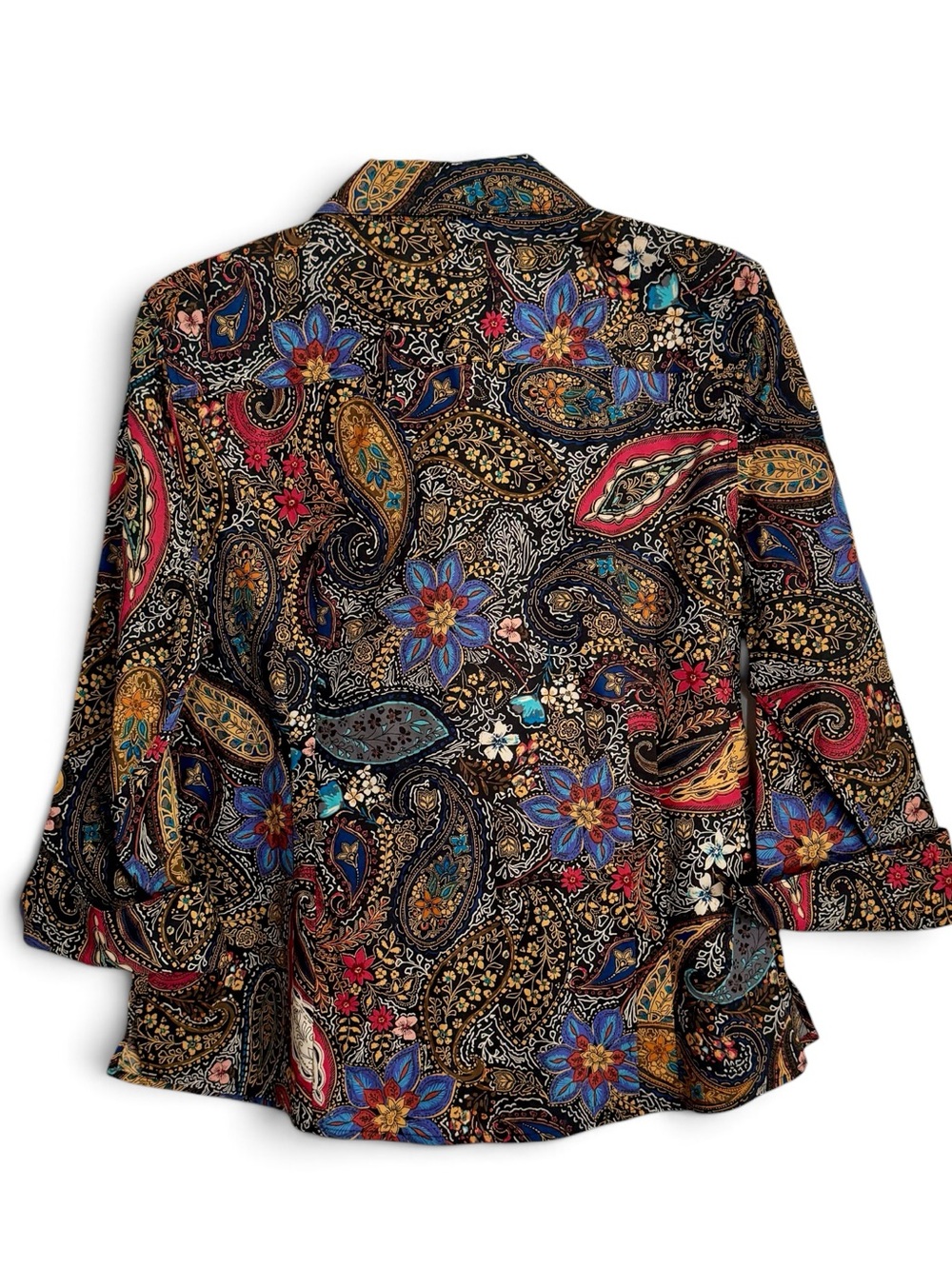 NWT Gold Label Investments Size 14P Multi-Colored Non-Iron Paisley Blouse - Picture 2 of 7